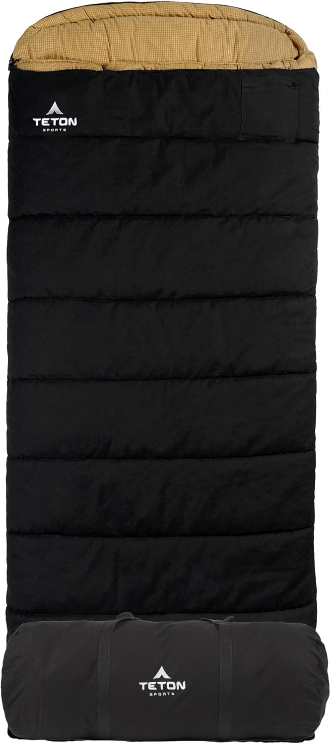 TETON Sports Deer Hunter Sleeping Bag, Warm and Comfortable Camping Sleeping Bag, Teton Tough Canvas Shell for Camping, Hunting, and Cold Weather