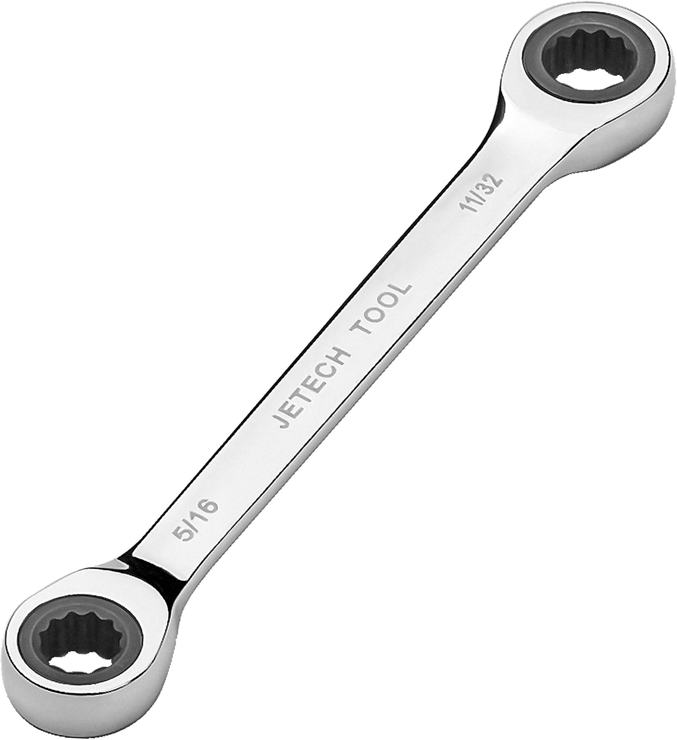 Jetech 5/16" x 11/32" Double Box End Ratcheting Wrench, SAE 72-Tooth Ratcheting Wrench, Forged Cr-V Steel, Heavy Duty for Automotive & Repairs