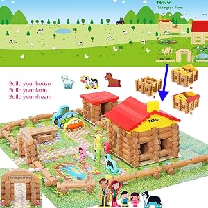 Lincoln Logs Farm Building Construction Farm Animals Family Gift for 3 years old