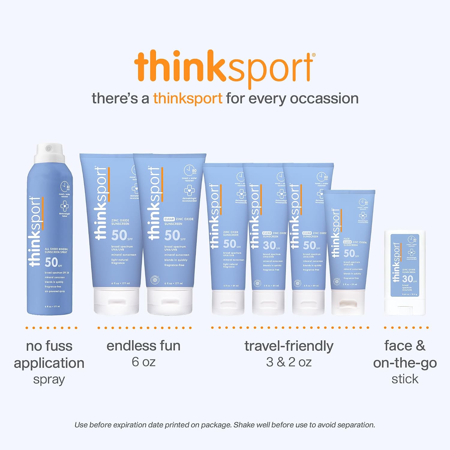 Thinksport Mineral Sunscreen SPF 50+ Zinc Oxide, Water Resistant, 3 Fl Oz