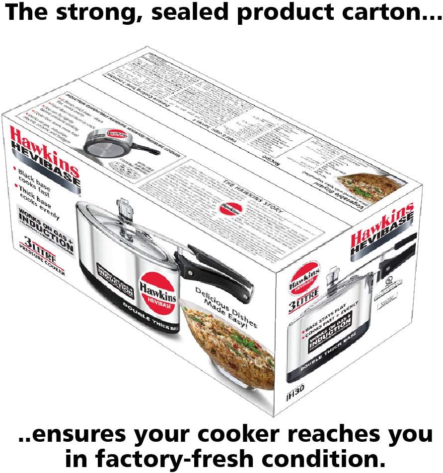 Hawkins Aluminium 5 Litre Hevibase Pressure Cooker, Induction Inner Lid Cooker, Silver (Ih50)