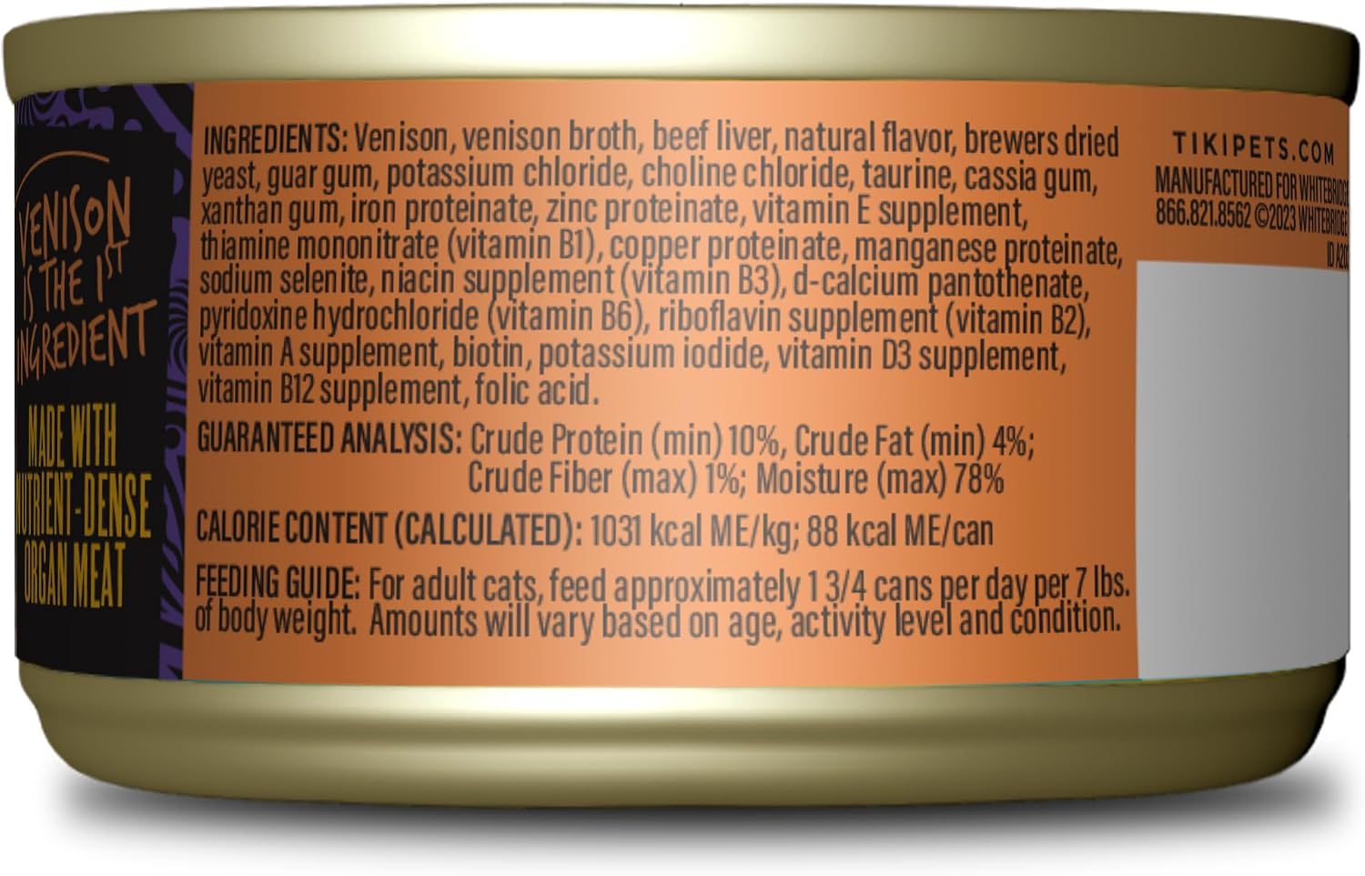 Tiki Cat After Dark Pate Wet Cat Food, Venison & Beef Liver, 3 oz. Cans
