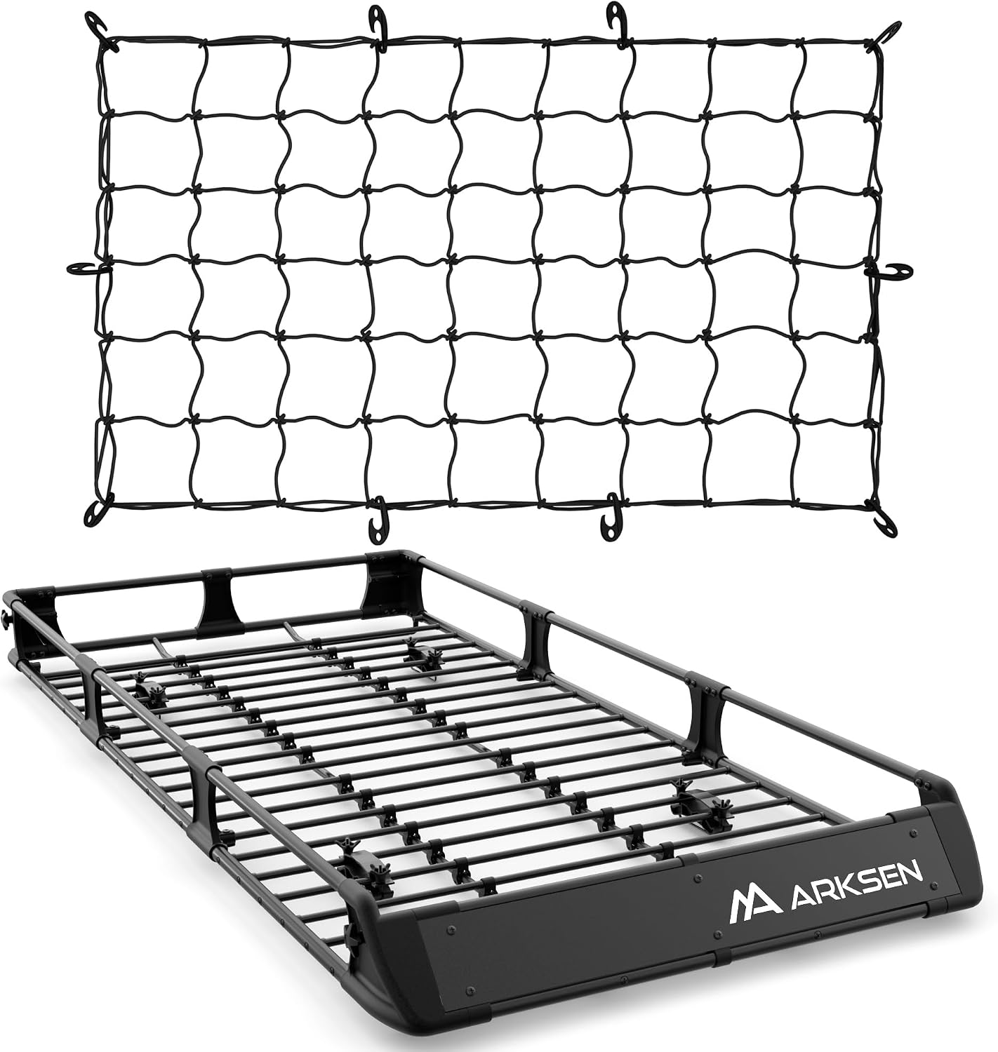 2-in-1 Foldable Fairing Roof Rack Cargo Basket (Deflector & Flat Mode), 64" x 39" Heavy Duty Steel Rooftop Carrier, 250 lbs Max Load, Fits SUV Truck Pickup for Kayaks, Canoes & Luggage