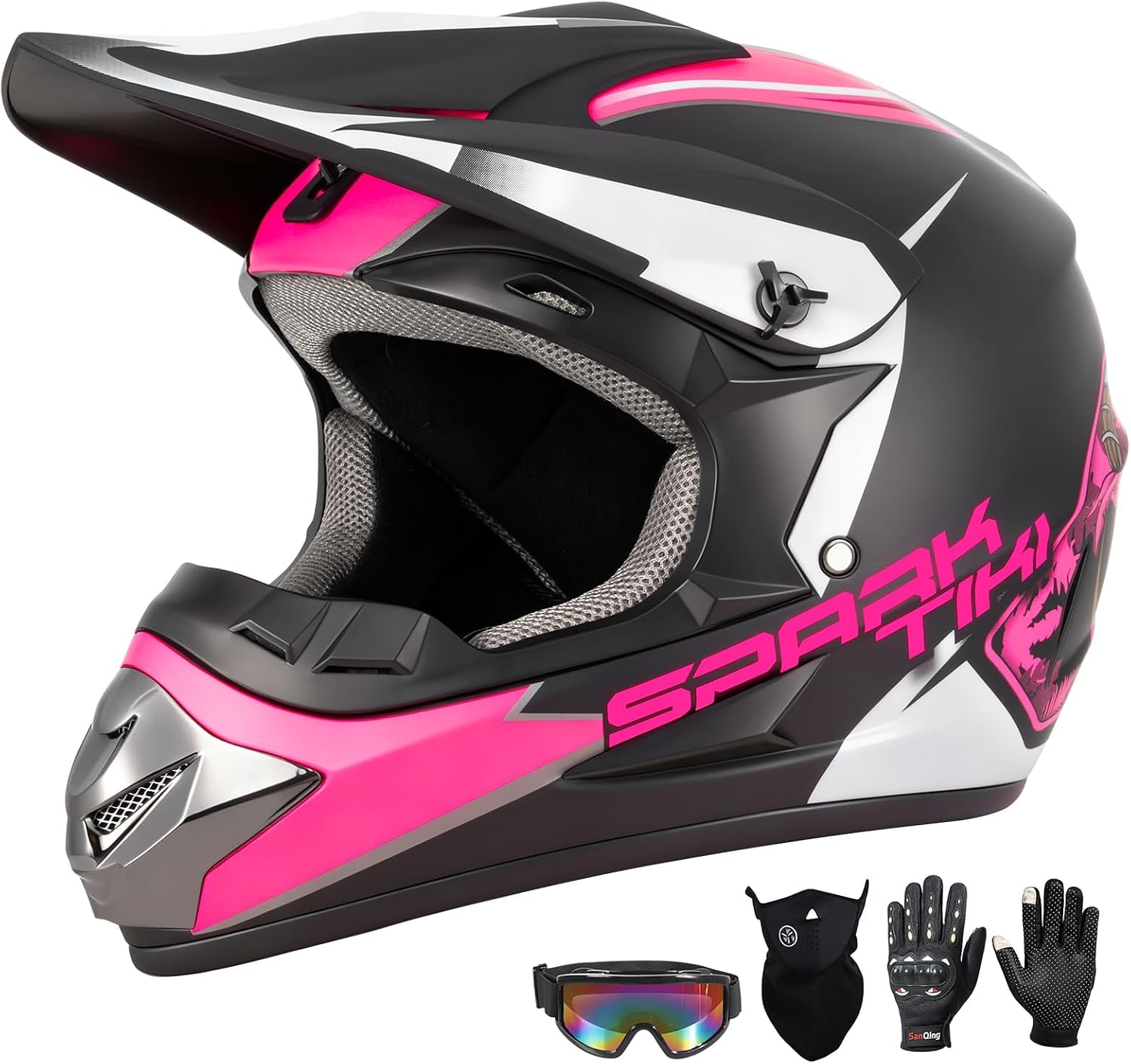 Youth Kids Dirt Bike Motocross Helmet DOT Approved Cool Tiki Graphic