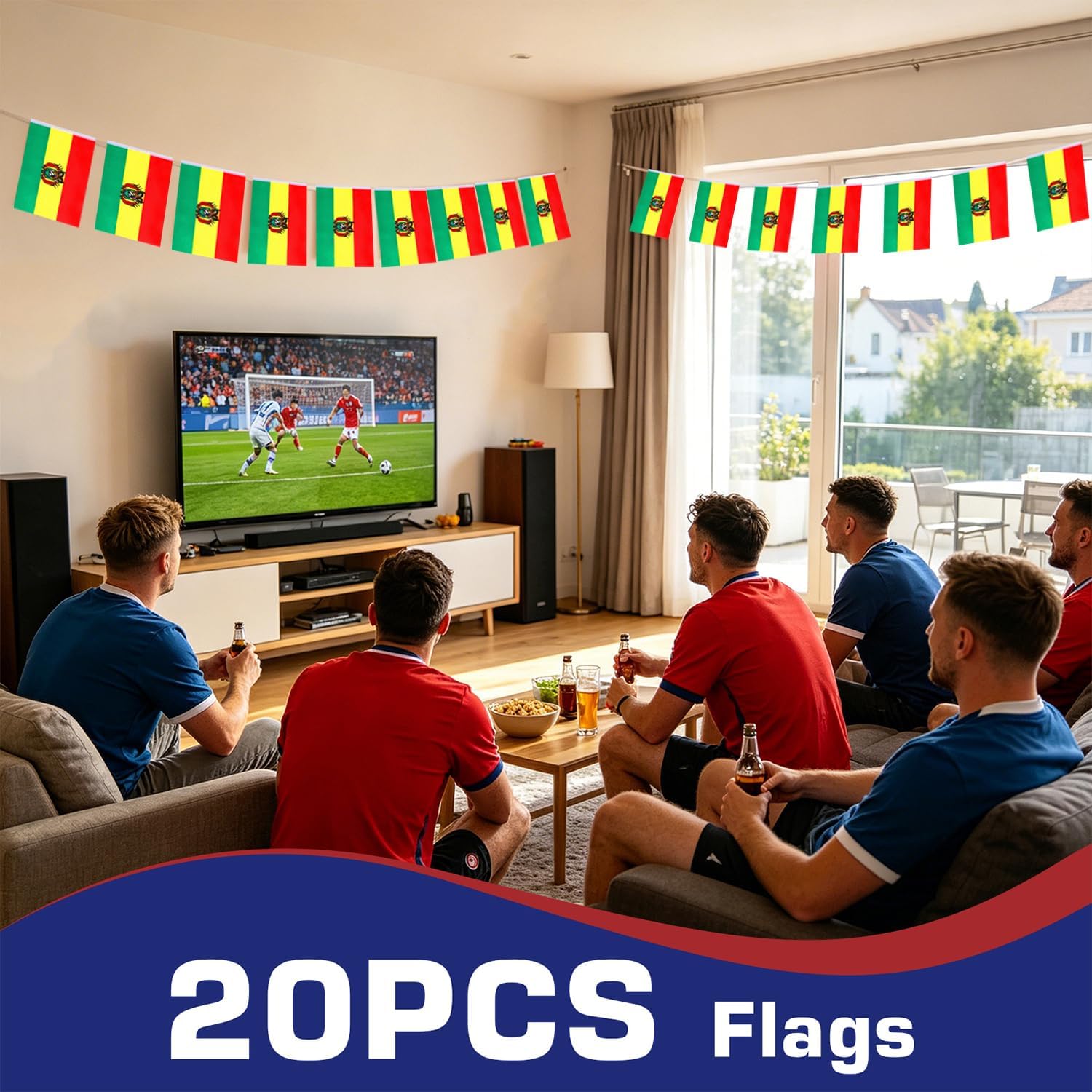 Nicaragua String Flags Banner Mini Small Nicaraguans Flag Bunting Patriotic Hanging Decor,National Holiday, Sports Game, Fiesta & Themed Party,18 Feet 20 Flags