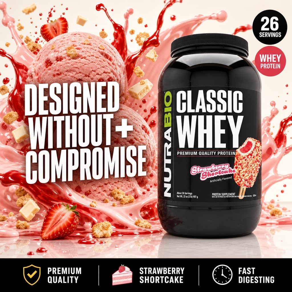 NutraBio Classic Whey Protein Powder- 25G of Protein Per Scoop - No Fillers, Artificial Colors, Preservatives - Chocolate Milkshake, 2 Pounds