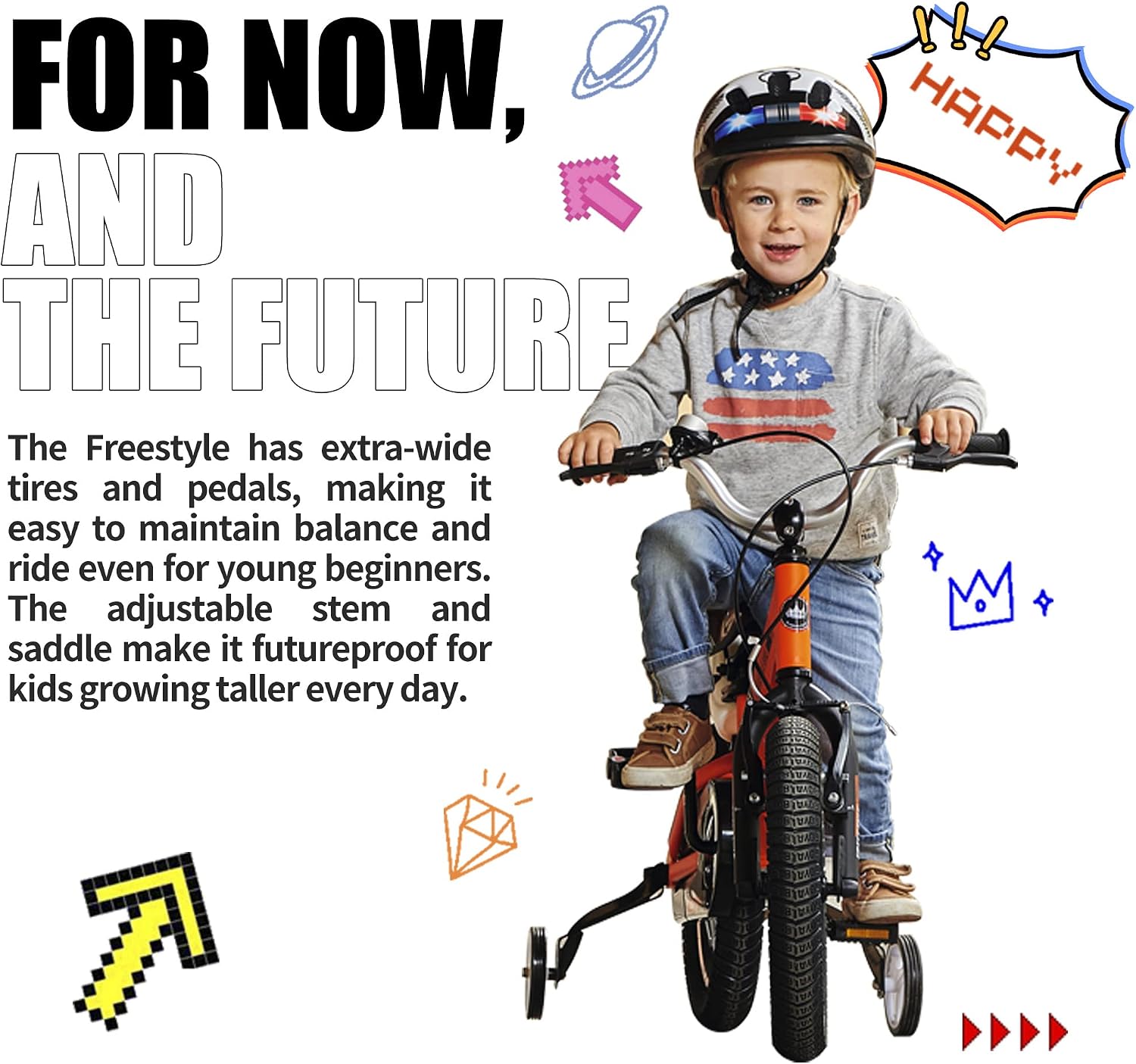 RoyalBaby Freestyle Kids Bike 12 14 16 Inch with Training Wheels, 18 Inch with Kickstand, Bicycle for Ages 3-10 Years Boys Girls