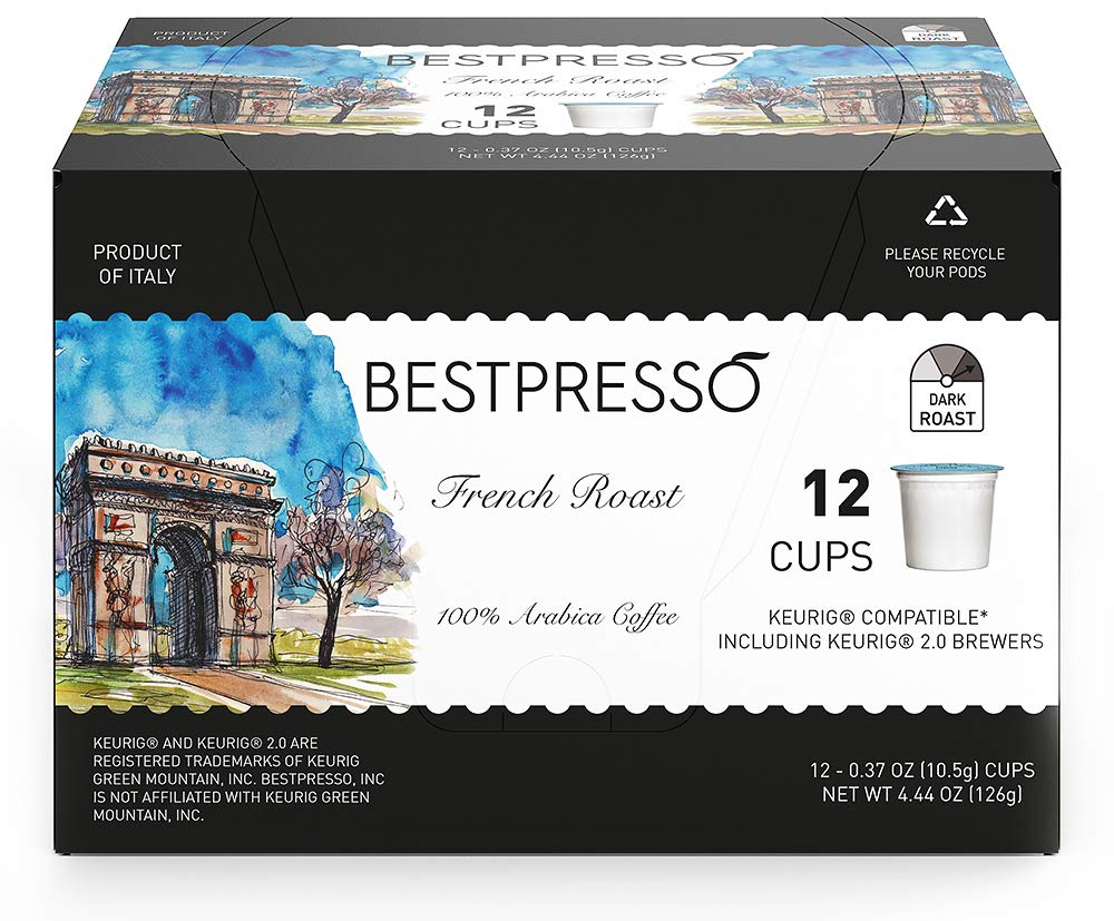 Bestpresso Coffee, Donut Shop Medium Roast Single Serve K-Cup Pods, 96 Count (Compatible With 2.0 Keurig Brewers) 8 Packs Of 12 Cups