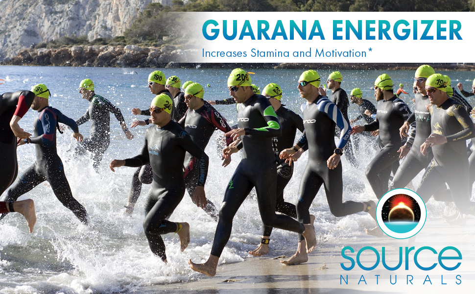 Source Naturals Guarana Energizer Banner Triathletes Running into water
