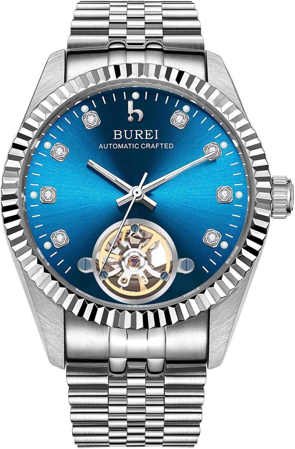 BUREI Men's Luxury Automatic Watch Fashion Waterproof Mechanical Watch, Adjustable Stainless Steel Two Tone Strap,Gift for Men