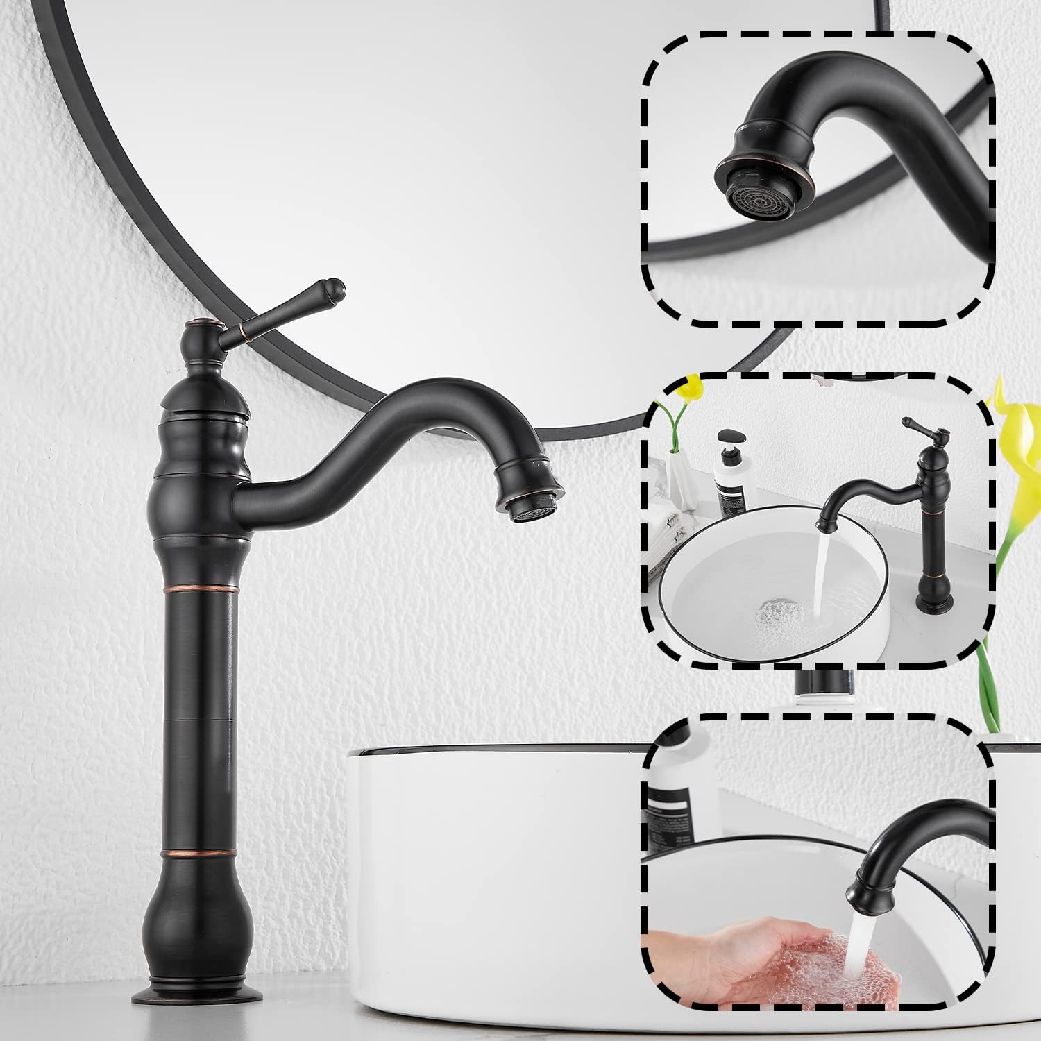Oil Rubbed Bronze Bathroom Faucet Single Handle One Hole