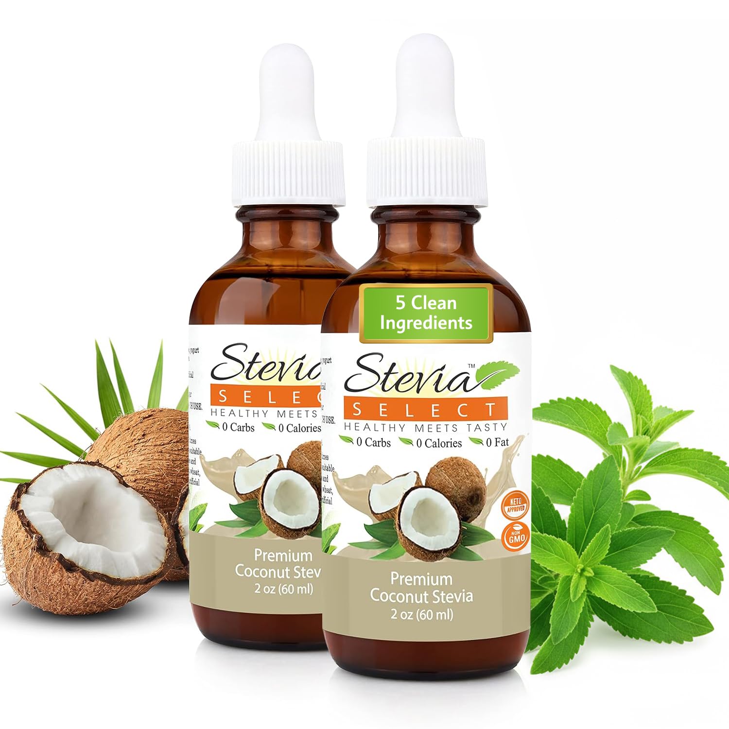 Stevia Select Hazelnut Flavored Liquid Stevia – Zero Calorie Coffee, Tea, Drink & Baking Sweetener, All-Natural, No Erythritol, Keto-Friendly Sugar Alternative, 300 Servings – 2 Oz (1 Pack)