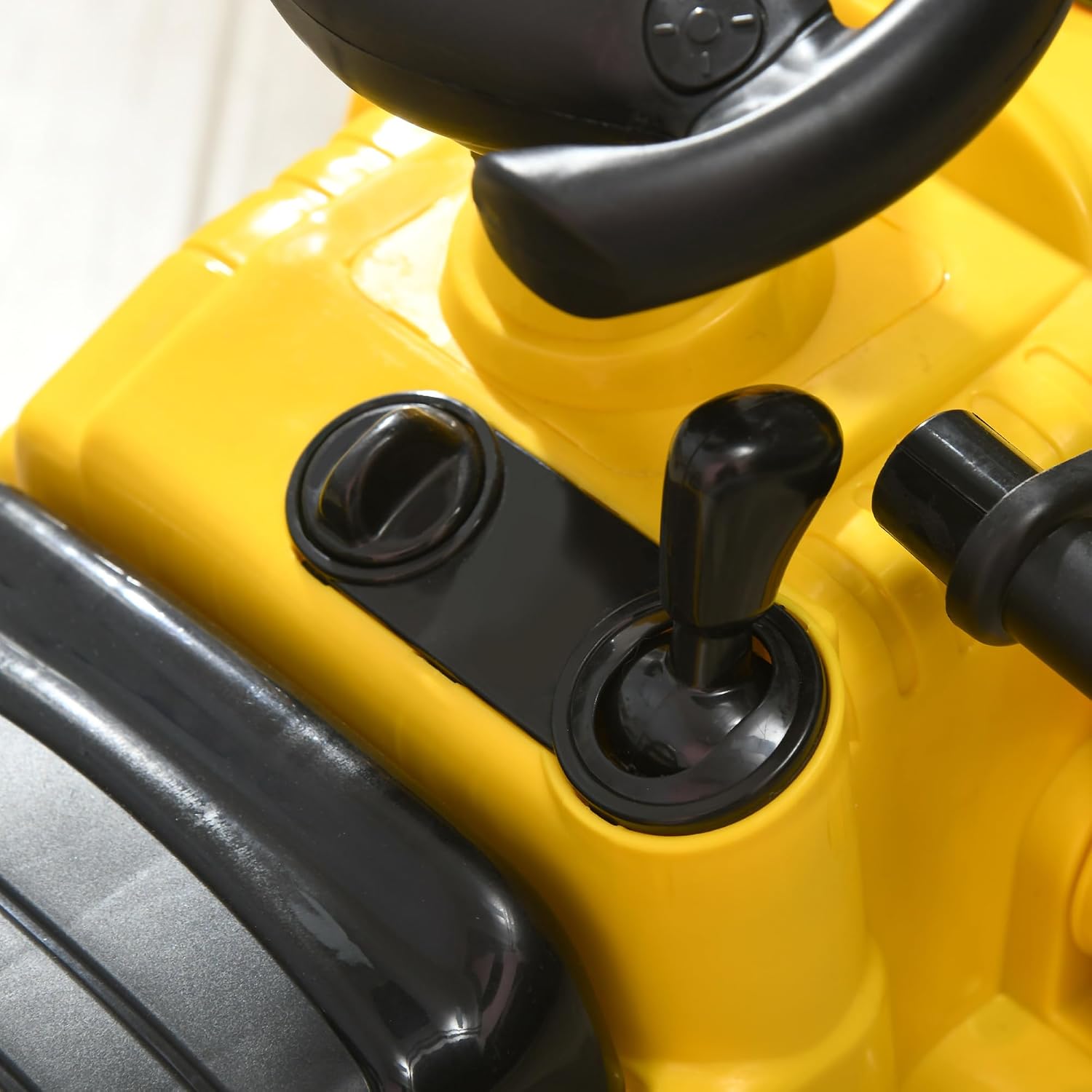 HOMCOM Ride On Excavator Ride On Bulldozer with Horn, Under Seat Storage