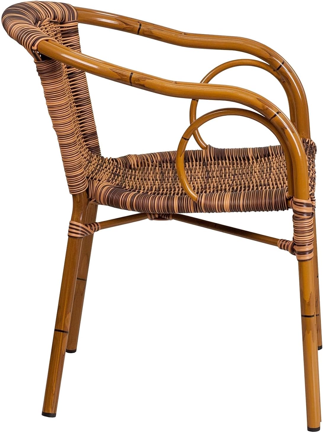 Flash Furniture Rattan Chair with Aluminum Frame, Burning Brown/Red Bamboo | Durable Construction, Commercial Use