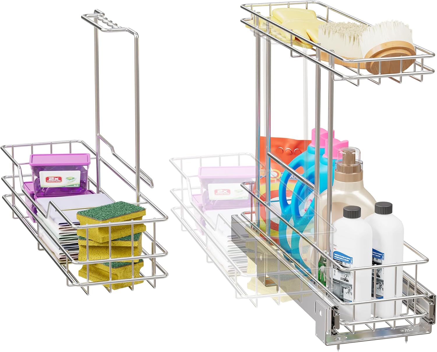 Under Sink Organizer 9" W X19 D, Pull Out Cabinet Organizer 2 Tier