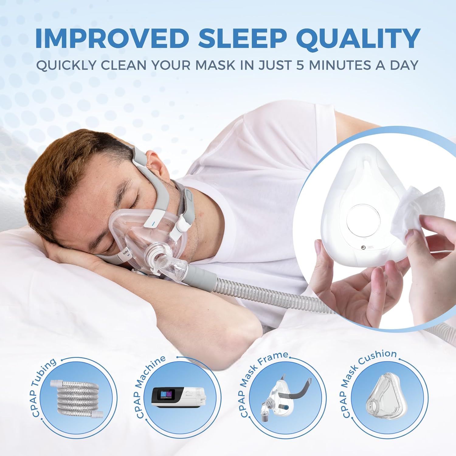 CPAP Mask Wipes, 240 Count (2-120 Canisters) Jumbo Pack, Unscented, Extra Large & Moist, Alcohol Free, Lint Free