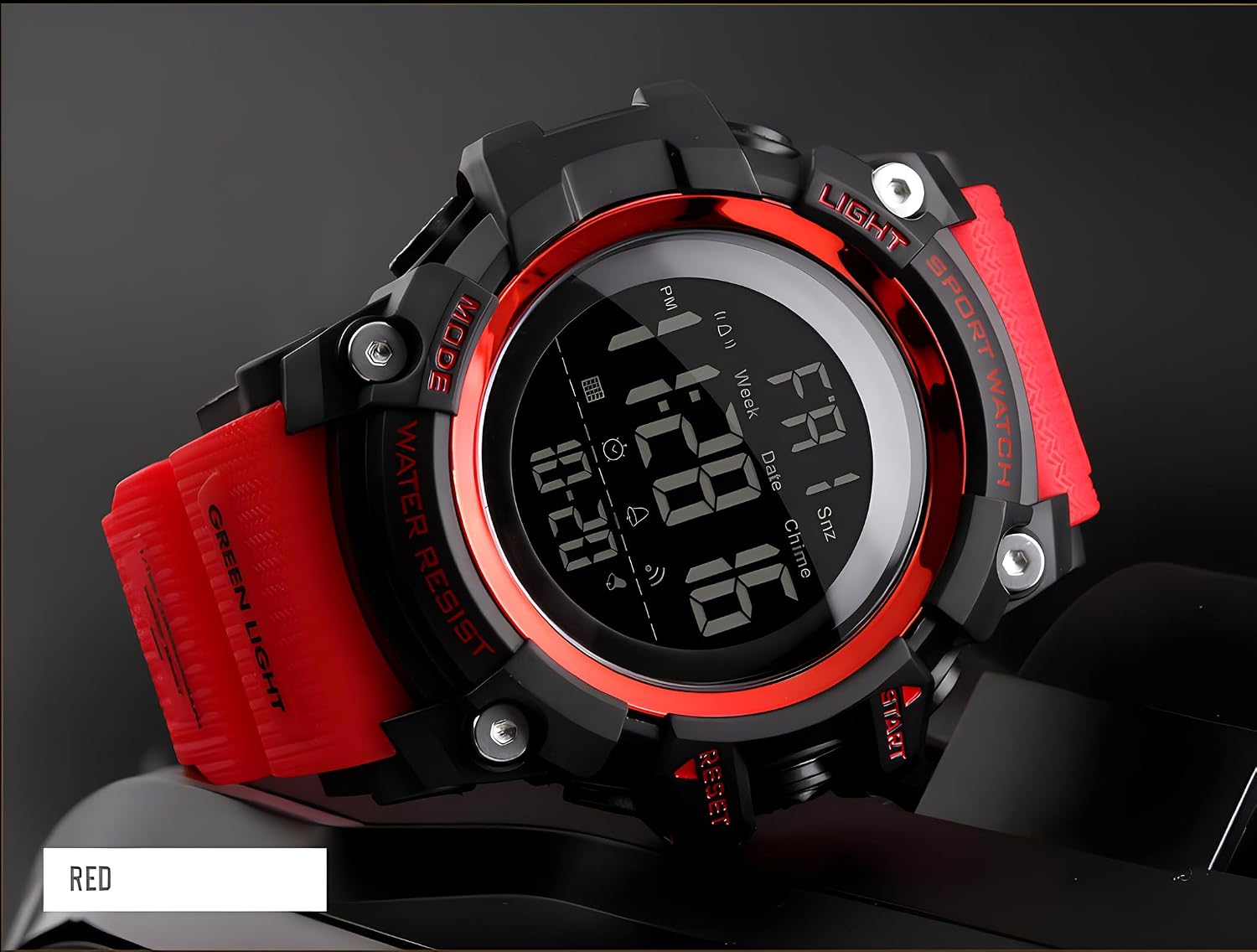 Gosasa Men Sport Watch Countdown Stopwatch Watch Mens Wrist Watch Waterproof LED Electronic Digital Male Watch 12/24 Hour Multifunctional Watch