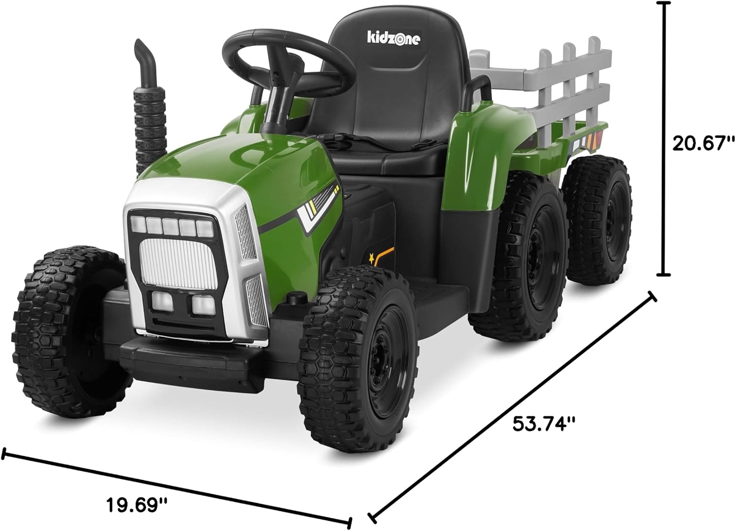 Kidzone 12V 7Ah Premium Electric Tractor Ride On Toy, Green
