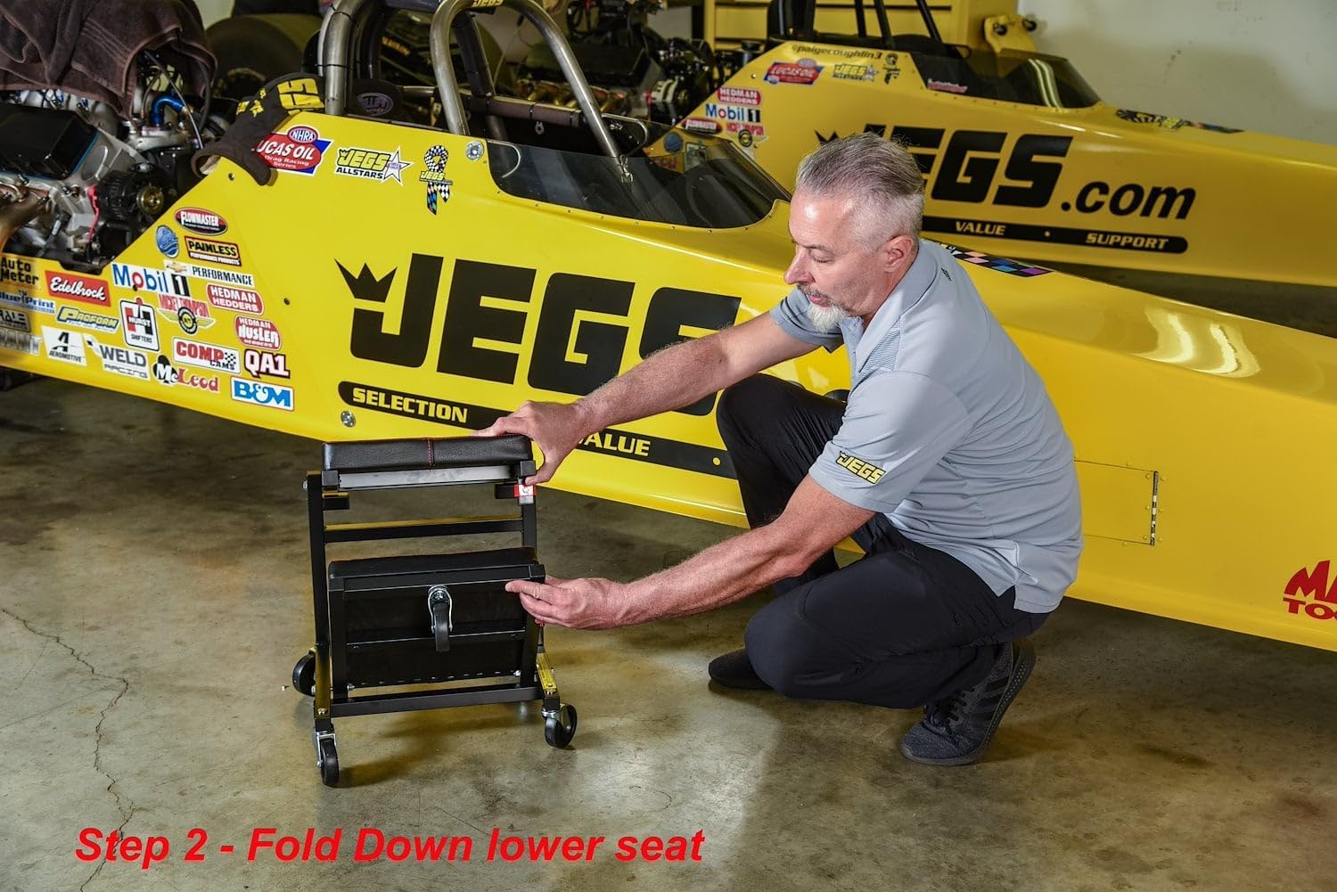 JEGS 2-in-1 Performance Mechanics Creeper Seat [330 lb. Capacity]