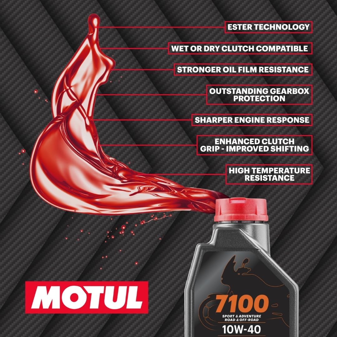 Motul 7100 4T 10W-30 Full Synthetic Motorcycle Oil - Ester Core Technology - API SP JASO MA2 Wet Clutch and DCT Safe - Engine Protection for Honda, Hero, TVS - 4 L