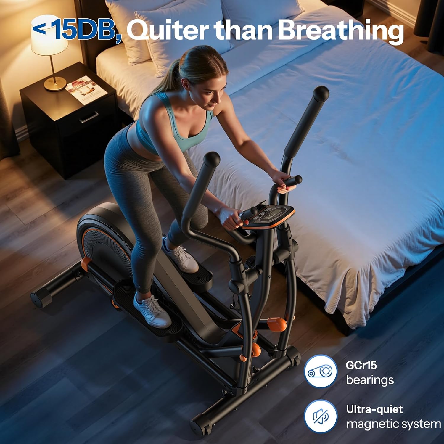 Niceday Elliptical Exercise Machine with 15.5/18/19IN Long Stride | Compact Elliptical Machine for Home Use, 16 Resistance Levels; 400LBS Stable Loading Capacity; Kinomap APP Support
