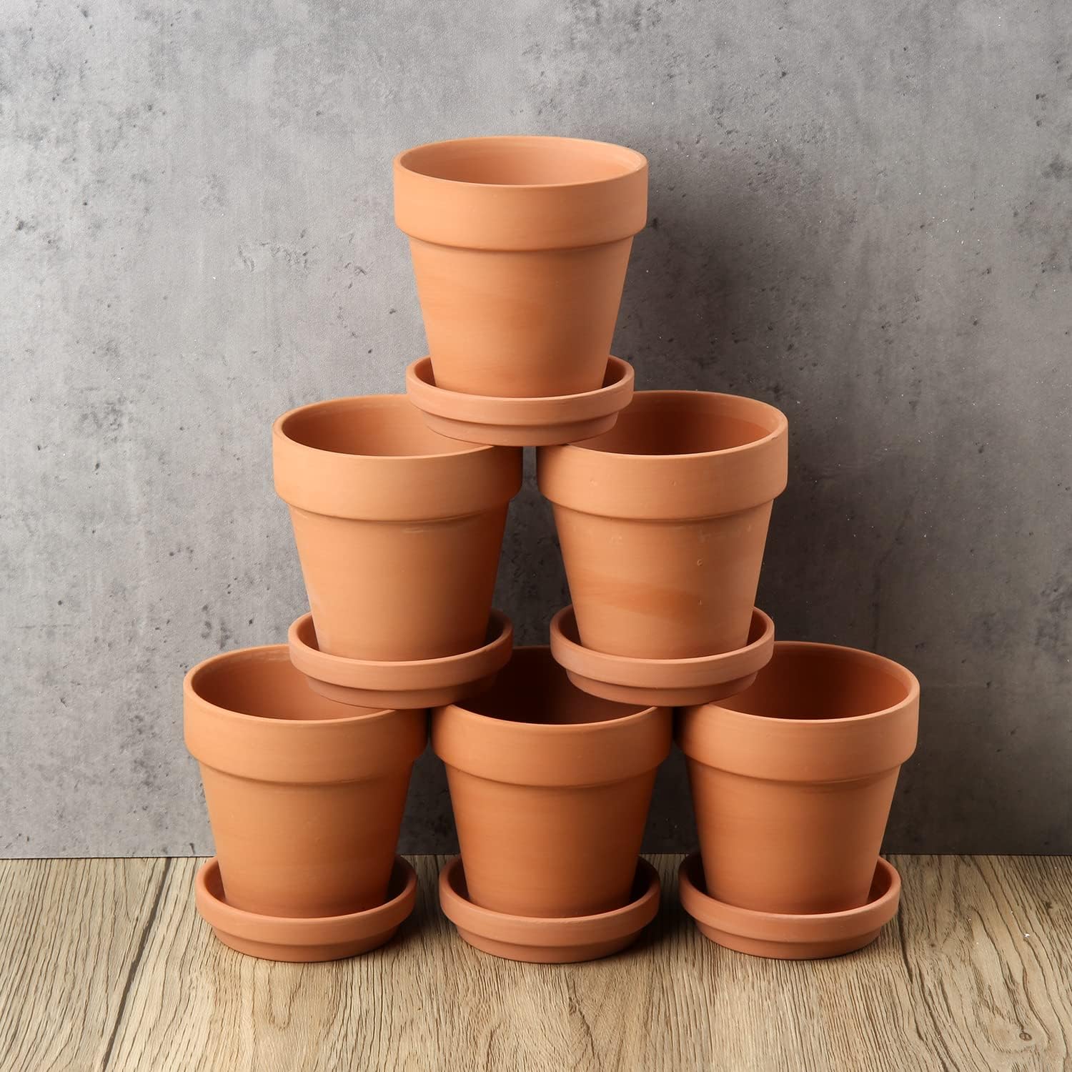 Briful 4 Shallow Terracotta Pots 5.5"x2.8" Flower Pots Clay Pottery Planter with Drainage Hole - Great for Cactus, Succulent Plants and Crafts