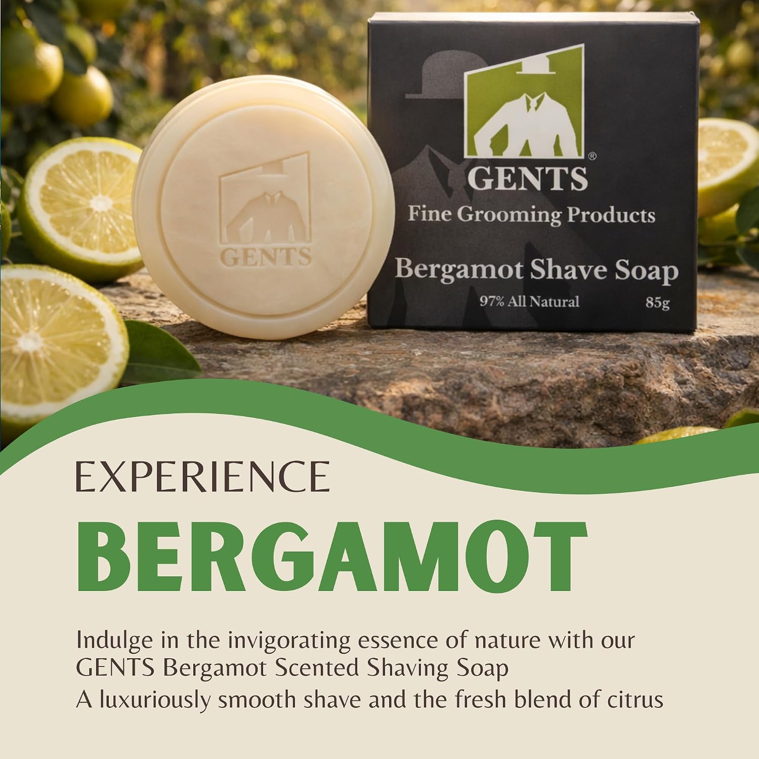 GENTS Men’s Shave Soap, 97% Natural Cedar Pine Scent, Rich Lather Wet Shaving, Traditional Shaving Soap for Men, 3oz Puck