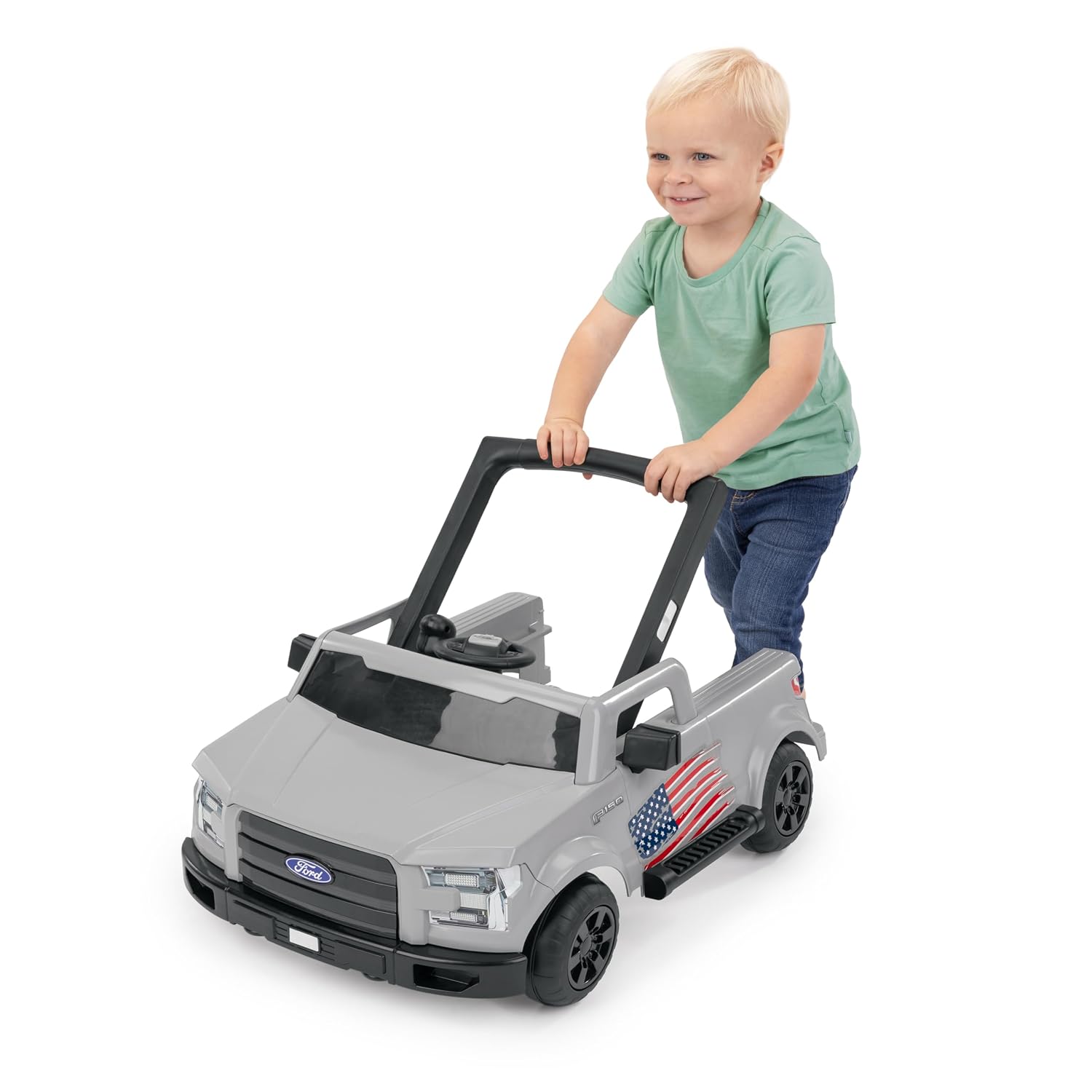 Bright Starts Ford Mustang 4-in-1 Pink Baby Activity Center & Push Walker with Removable Interactive Steering Wheel -Toy, 6 Months and up