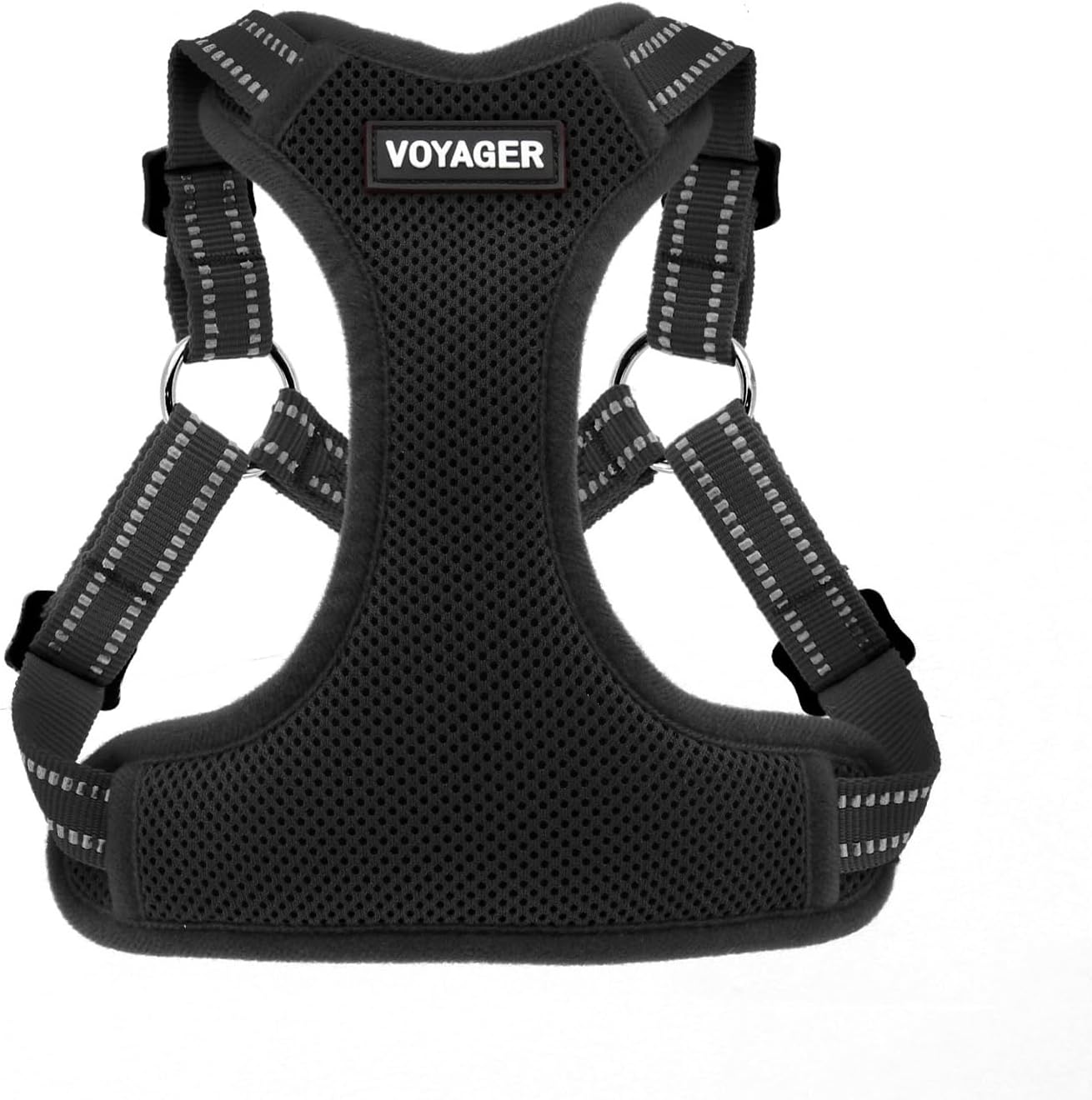 Voyager Step-in Flex Adjustable Dog Harness - Black, Medium | 17 - 21" in Chest, Fully Adjustable, Reflective Bands, All Weather Breathable Air Mesh, Lightweight, Fast Drying