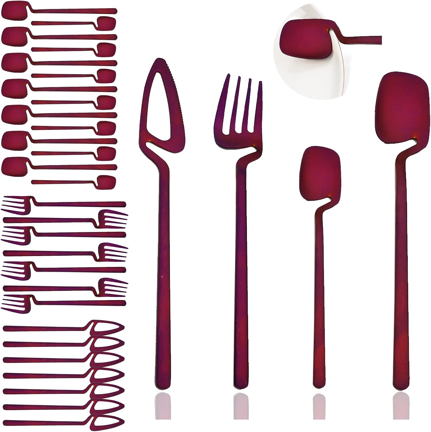 JASHII Silverware Set Satin Finish 24-Piece Stainless Steel Flatware Set Kitchen Utensil Set Service for 6 Tableware Cutlery Set Dishwasher Safe