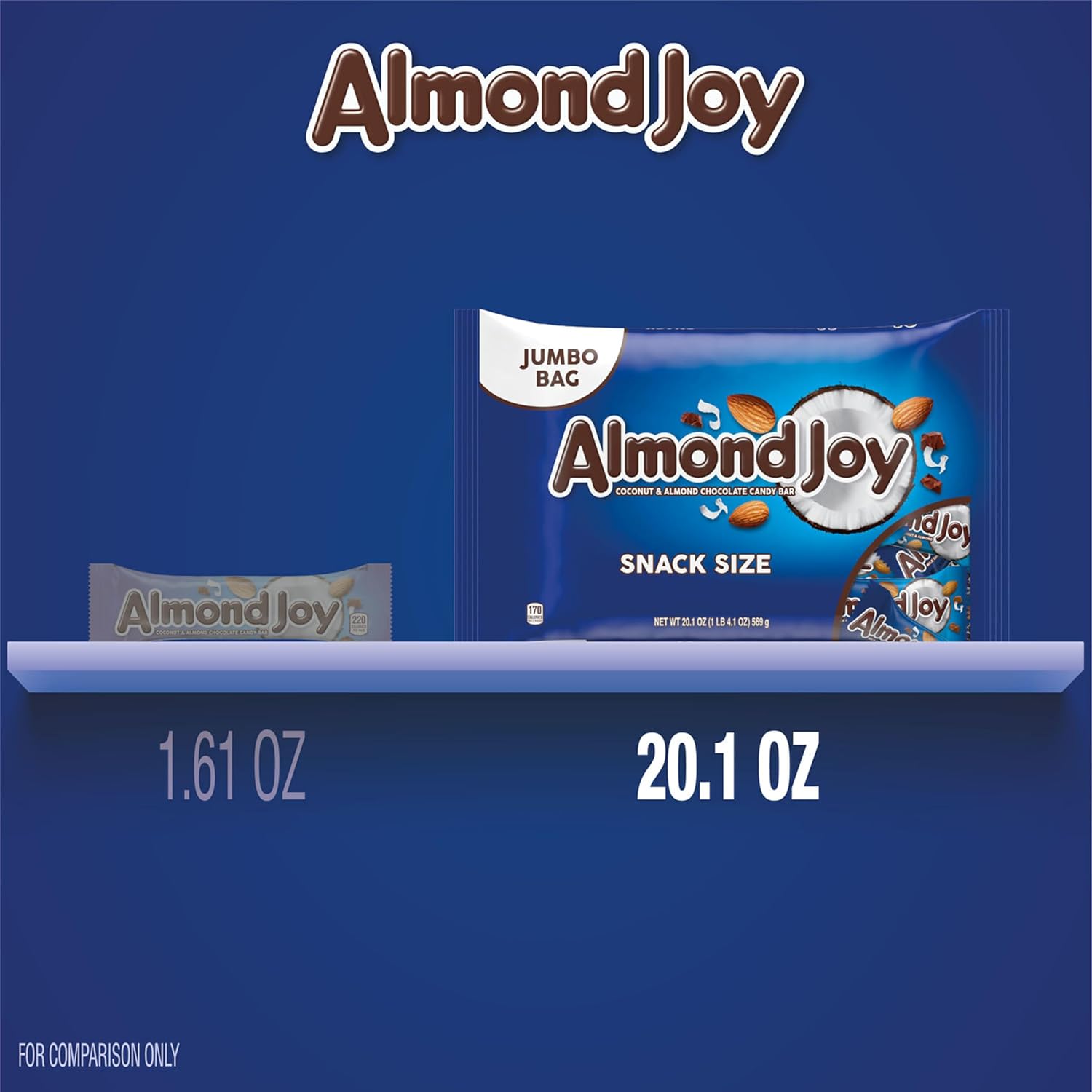 ALMOND JOY Coconut and Almond Chocolate Snack Size, Candy Bars, 0.6 oz (8 Count)