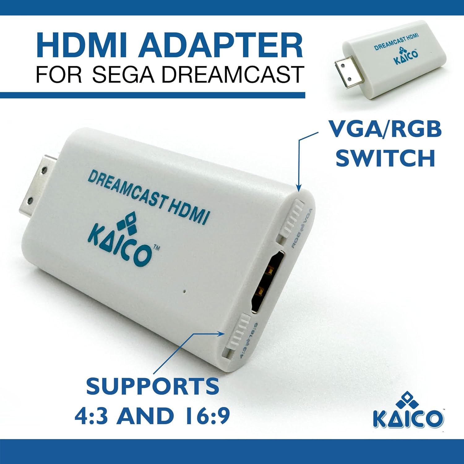 Kaico Dreamcast HDMI Adapter, Plug & Play Converter with VGA & RGBS Support | Supports VGA and RGBS output for Dreamcast games across all regions