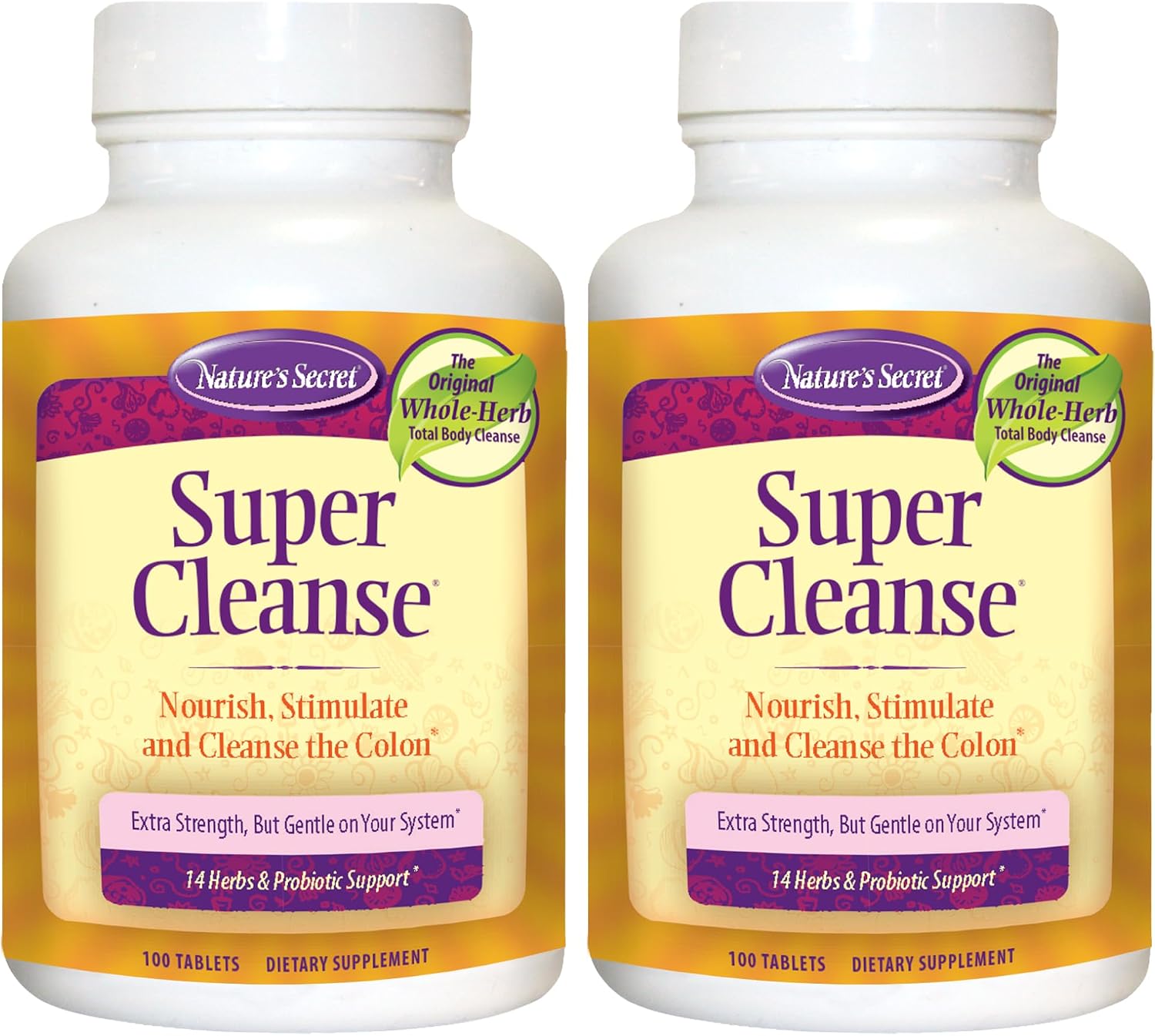 Nature's Secret Super Cleanse Extra Strength Toxin Detox & Gentle Elimination Body Cleanse, Digestive & Colon Health Support - Stimulating Blend of 14 Herbs with Probiotics - 200 Tablets (Pack of 2) | Extra Strength Colon Cleanse with 14 Herbs & Probioti…