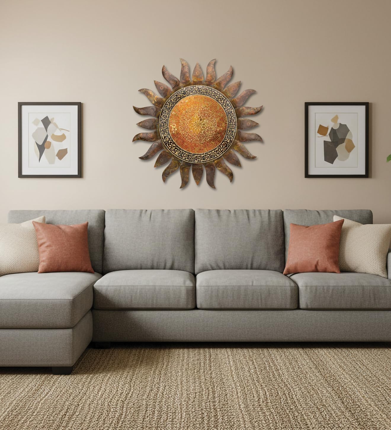 Regal Art & Gift Handcrafted Metal Sun Wall Decor, Rustic Sunburst Wall Art | Copper Patina, 40 in, Metal, Rust-Resistant Sunburst Sculpture, Eye-Catching Accent for Patio, Garden & Home
