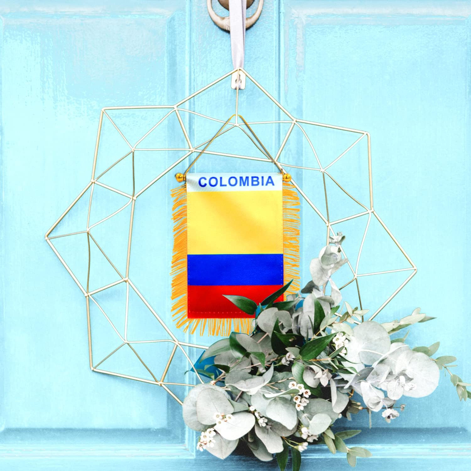 Anley 4 X 6 Inch Nicaragua Fringy Window Hanging Flag - Mini Banner & Car Rearview Mirror Décor - Fringed Nicaraguan Hanging Flag with Suction Cup