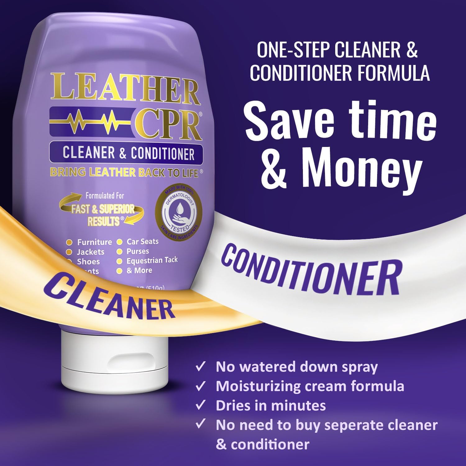 Leather CPR Cleaner and Conditioner 18oz. Bring Leather Back To Life on Furniture, Car Seats, Handbags, Jackets, Boots, Saddles
