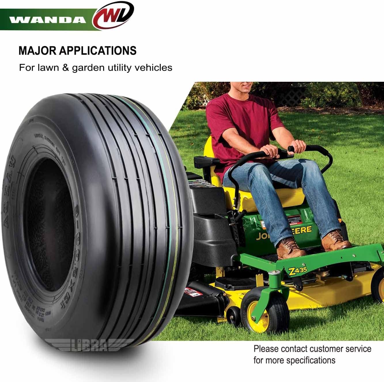 WANDA Set 2 15x6-6 15x6.00-6 Lawn Mower Tractor Turf Tires15x6x6 P332-13016 | Riding Lawn Mover, Garden Tractor