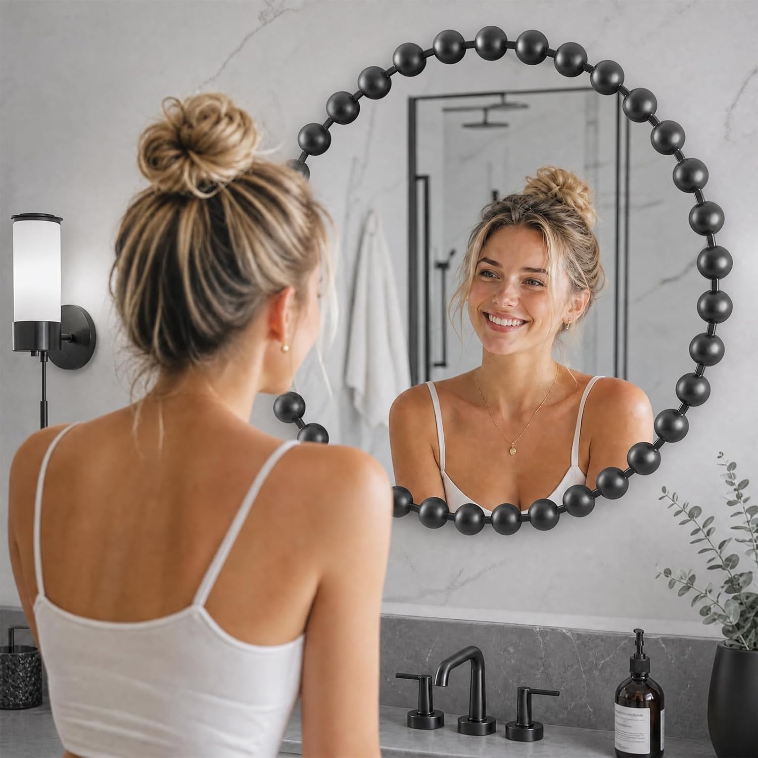 Madison Park Round Mirror, Metal Frame Circle Mirror 27 inch, Wall Art Decor Mounted Hanging for Entryway, Bathroom, hallway, Living Room, Vanity