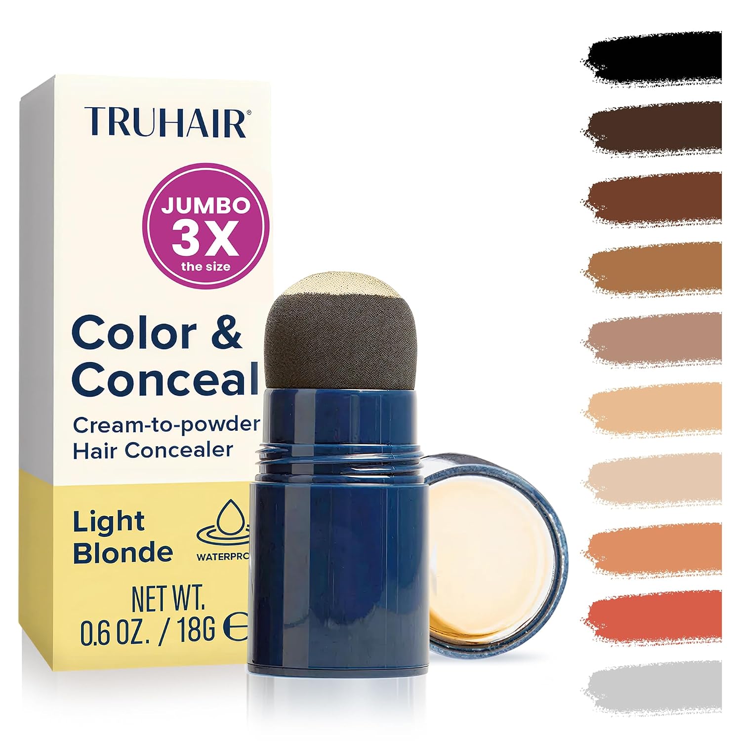 TRUHAIR Color & Conceal Waterproof Root Touch Up Hair Color for Gray Hair Coverage - Instant Root Cover Up Hair Powder for Women & Men - Bald Spot