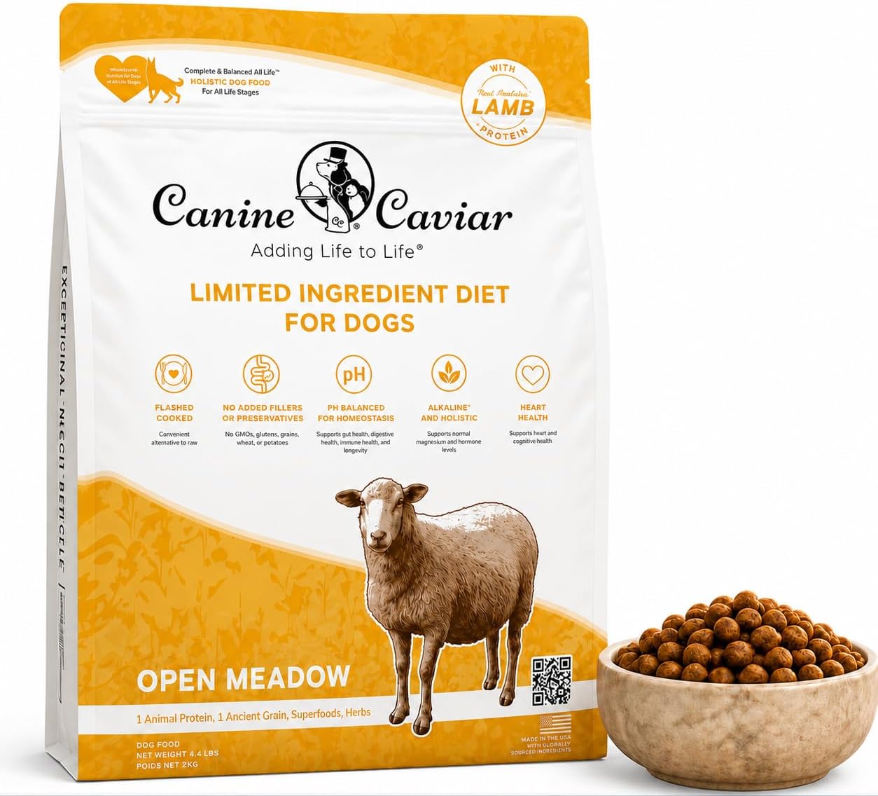Canine Caviar - Open Range: Water Buffalo & Chickpea Alkaline Dry Dog Food, Limited Ingredients, Gluten-Free, Based on Science & Research, Veterinary Alternative Diet (22 Pound Bag)
