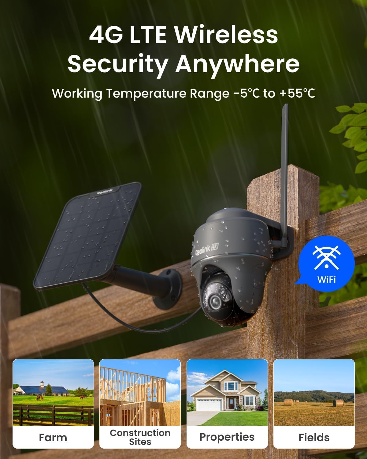 REOLINK 4K Solar Security Cameras Wireless Outdoor, 4G LTE Cellular Camera | Smart Auto Tracking & Pan Tilt without Blind Spots