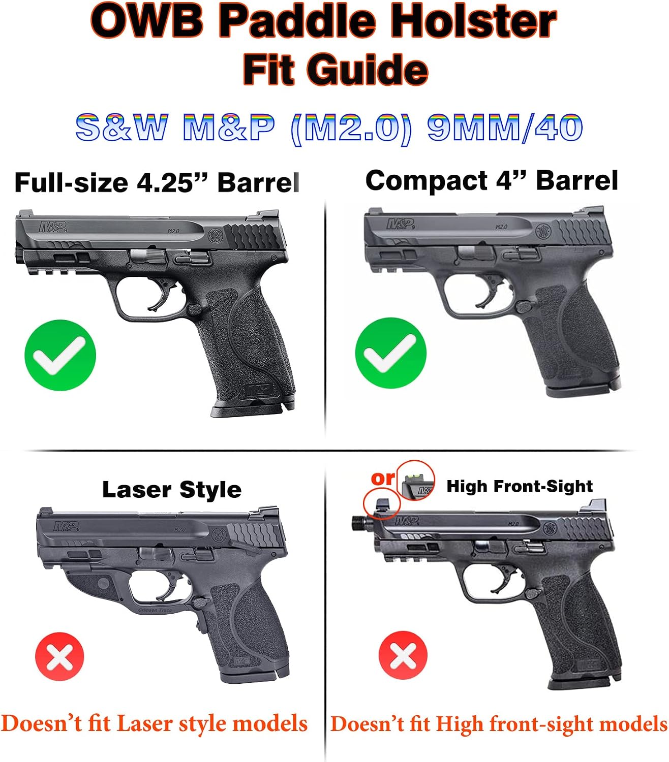 M P 2.0 9mm Holster for S&W M&P 9mm/.40 Full-Size, S&W M&P 2.0 9mm/40 Compact(Not for Shield), Belt Carry Gun Holster