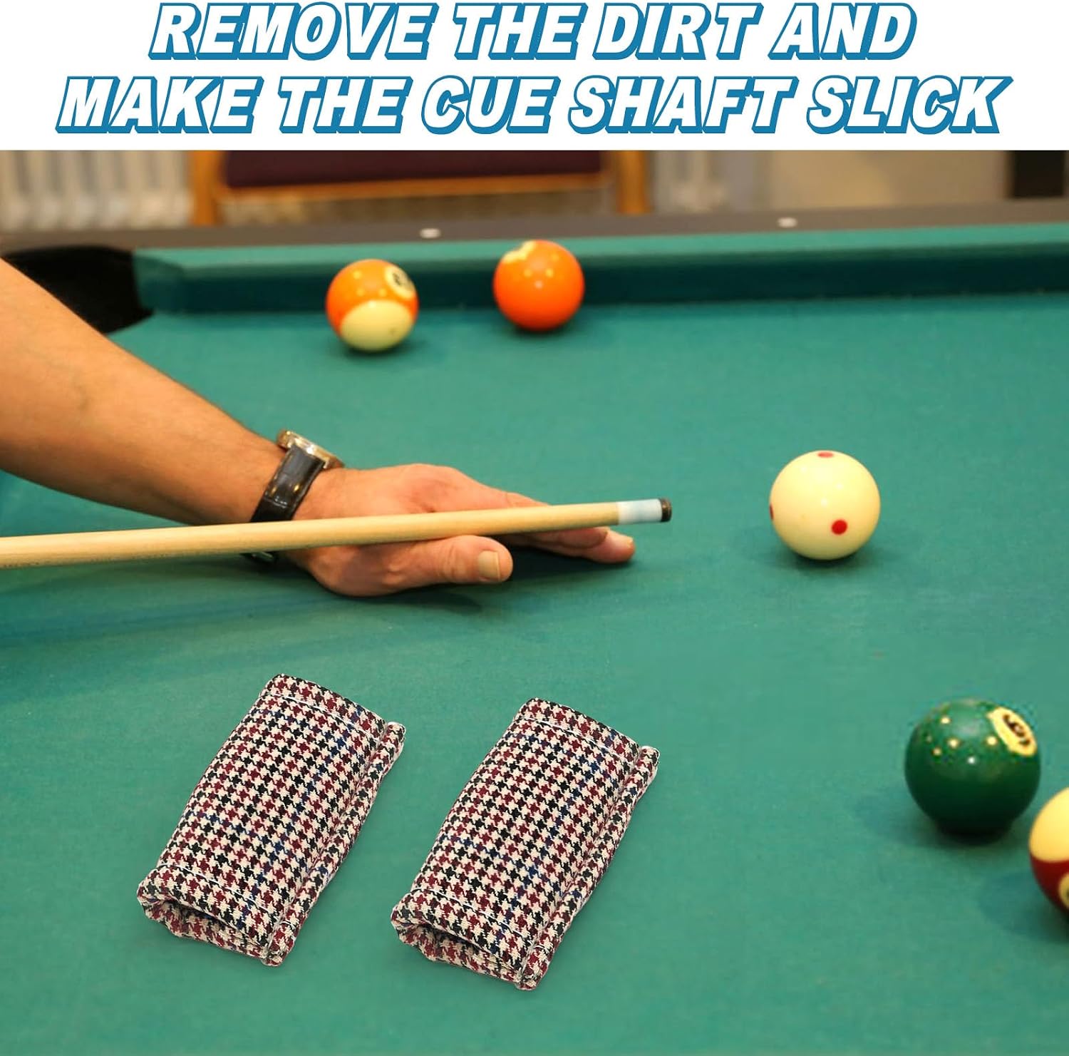 2 - Pack Billiard Cue Slicker - Pool Cue Shaft Cleaner Snooker Cleaning Cloth