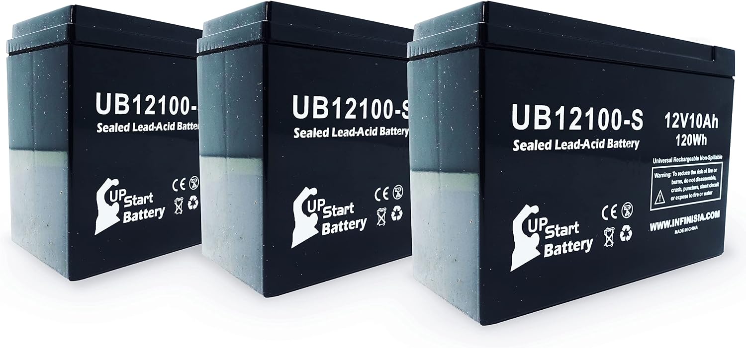 3X 12V 10Ah UB12100-S Replacement for Schwinn S750 36 Volt Battery | Replacement Universal Sealed Lead Acid Battery (10000mAh, F2 Terminal, AGM, SLA)