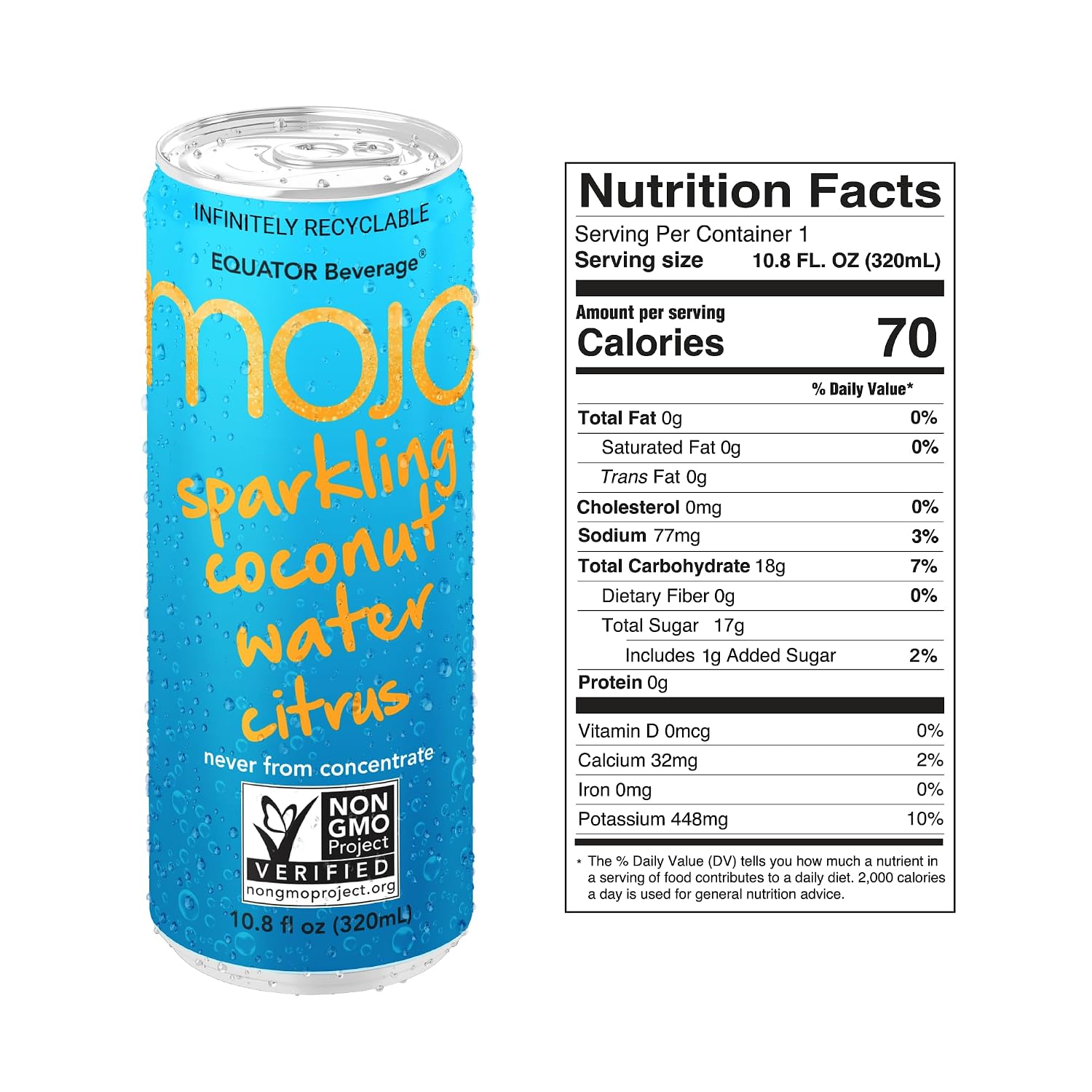 MOJO Sparkling Coconut Water Citrus Hydration Electrolytes 10.8 Oz 12 Pack