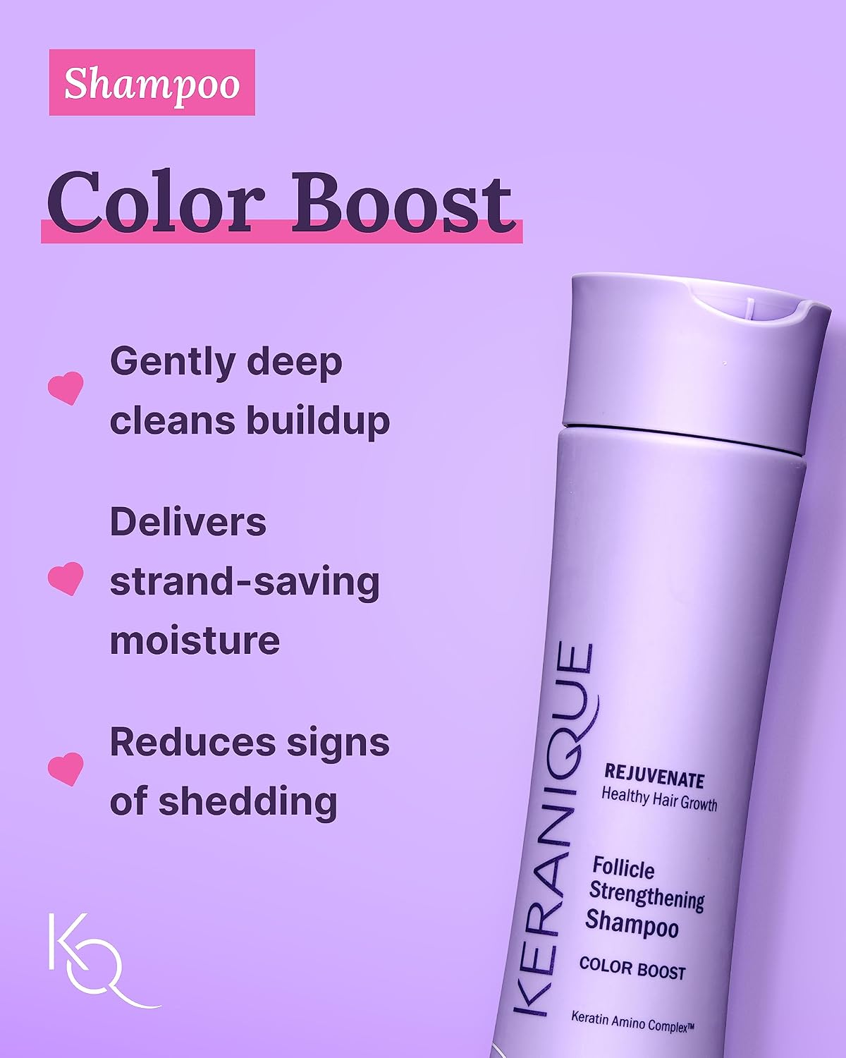 Keranique Color Treated Shampoo and Conditioner Set with Follicle Booster Hair Serum - Keratin Enriched Color Boost Set w/Shampoo