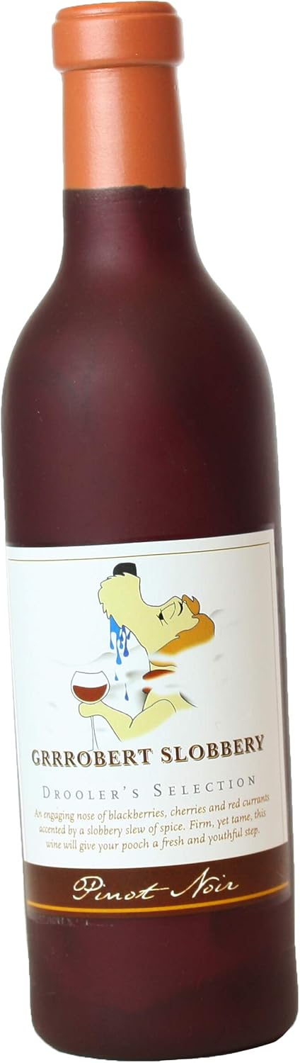 SILLY SQUEAKERS Tuffy Grrrobert Slobbery Wine Bottle Dog Toy: Squeaky Dog Toy, Washable and Floats, Vinyl Construction
