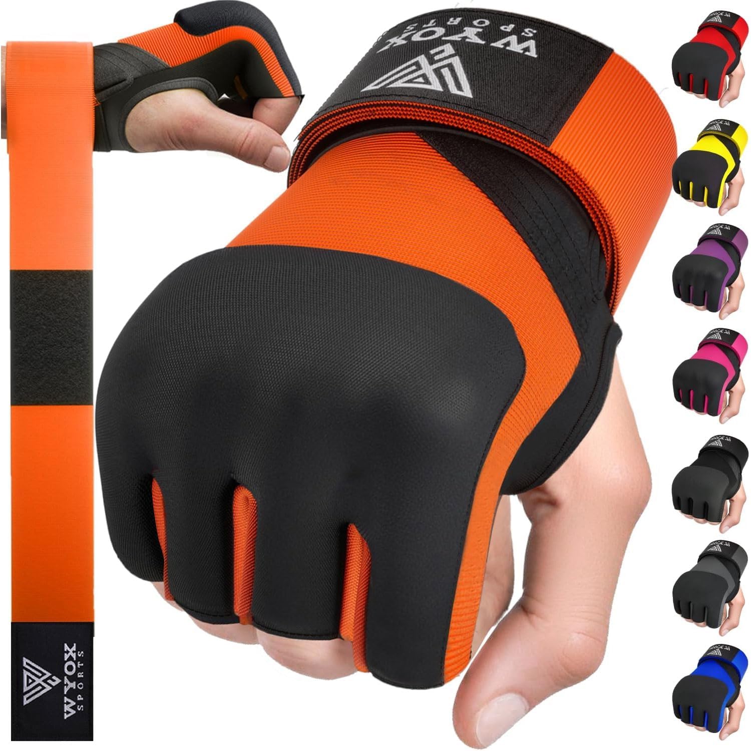 WYOX Neoprene Gel Boxing Hand Wraps Inner Gloves for Men & Women – 80cm/31in Quick Wrist Strap, Padded Knuckle Protection