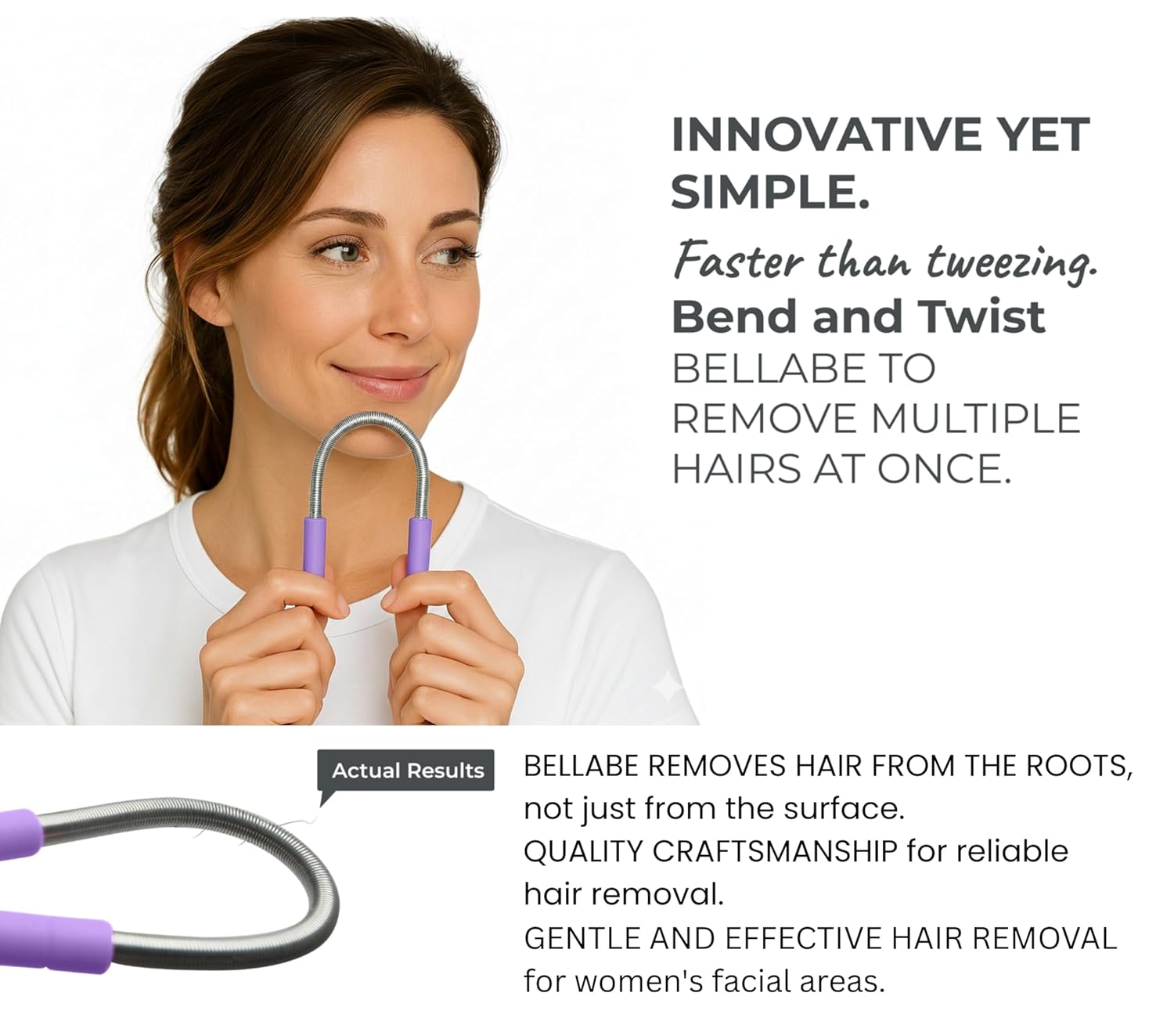 Bellabe Facial Hair Remover for Women, Made in USA, Spring Hair Remover for Face and Chin