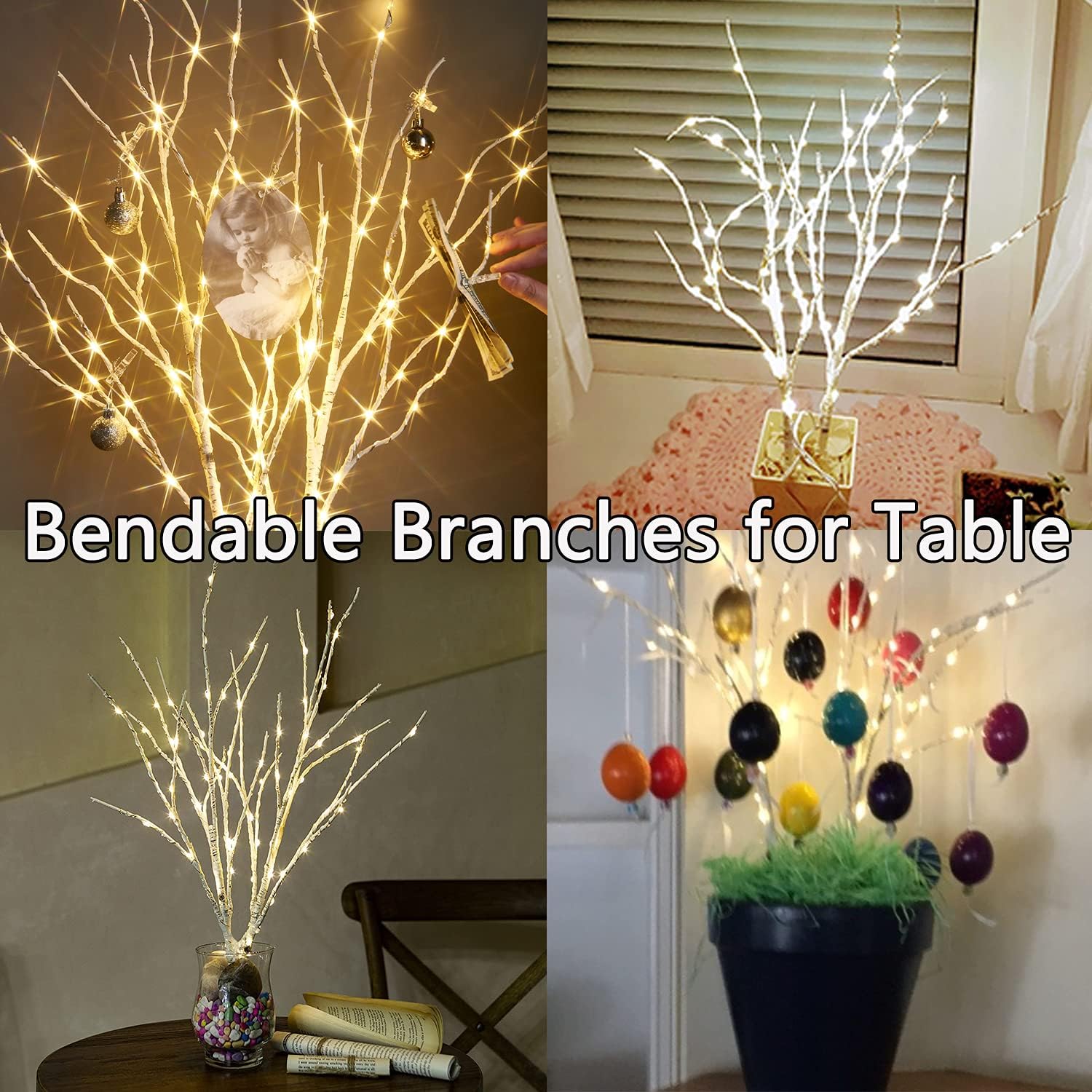 Fudios Lighted Branches with Timer 70 LED Fairy Lights 18in Battery Operated, Willow Branches with Lights for Vase Christmas Holiday Home Decor